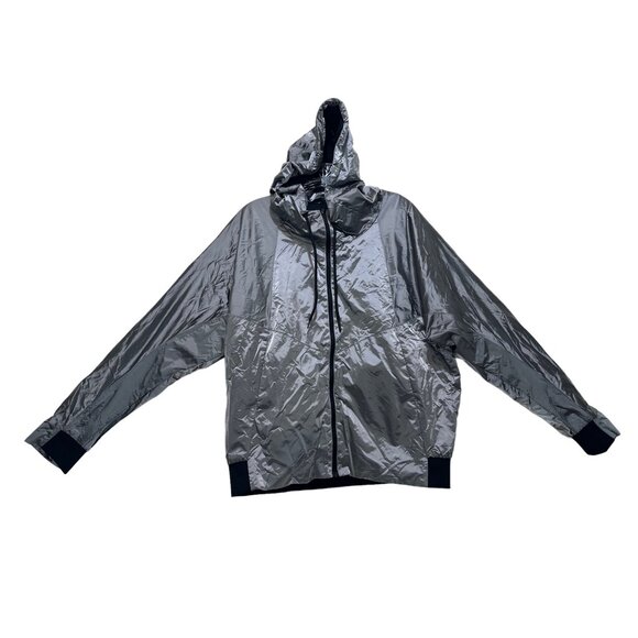ZYIA Windbreaker Jacket Womens XXL Gray Silver Hoodie Lightweight Workout Pocket - Picture 4 of 16